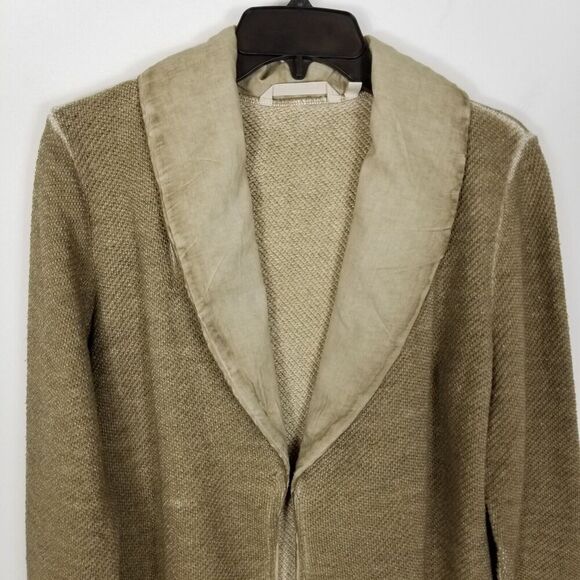 SOFT SURROUNDINGS Women Knit  Embroidered Jacket Sz M Scroll Tapestry Sage Green - Picture 3 of 7